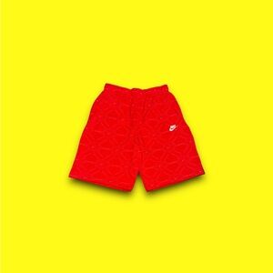 Nike sportswear club fleece AOP swoosh sweat shorts red mens small